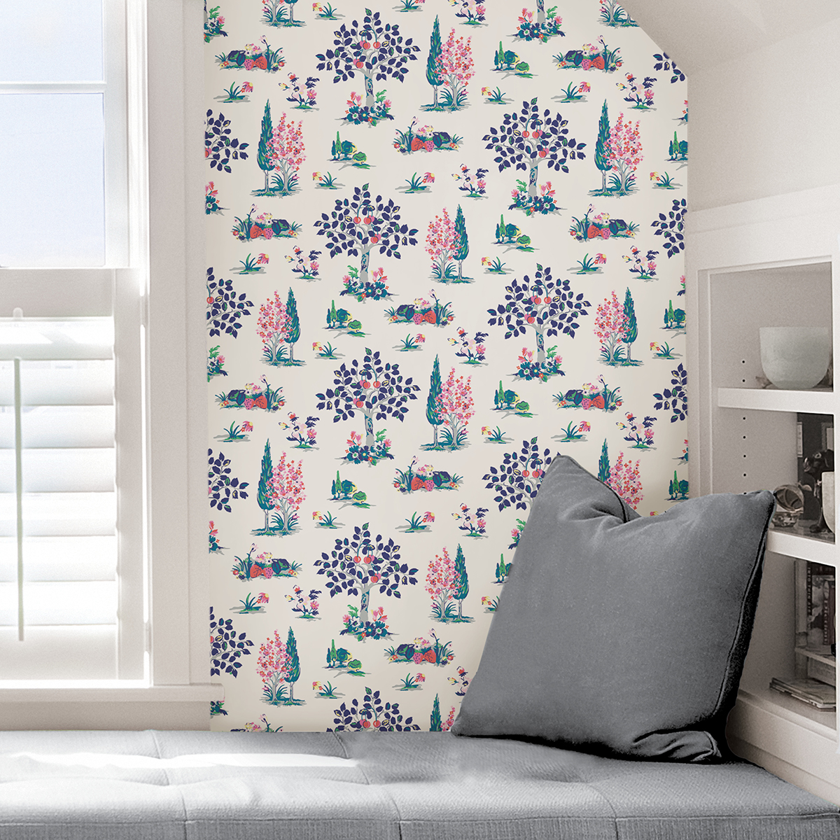 VBS4020 Blue Charming Grove Peel and Stick Wallpaper by Vera