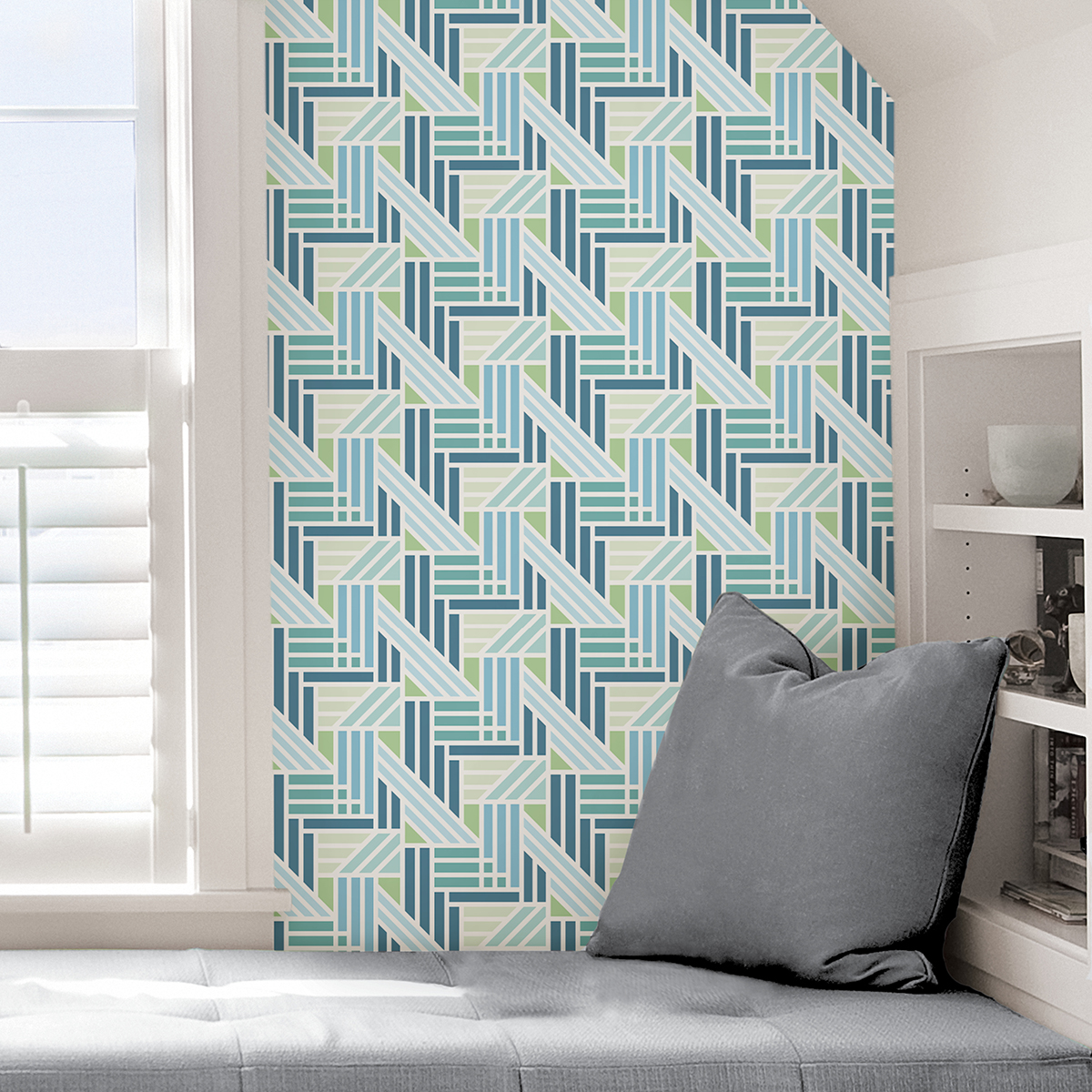 VBS4023 - Teal Geo Medallion Peel and Stick Wallpaper - by Vera Bradley