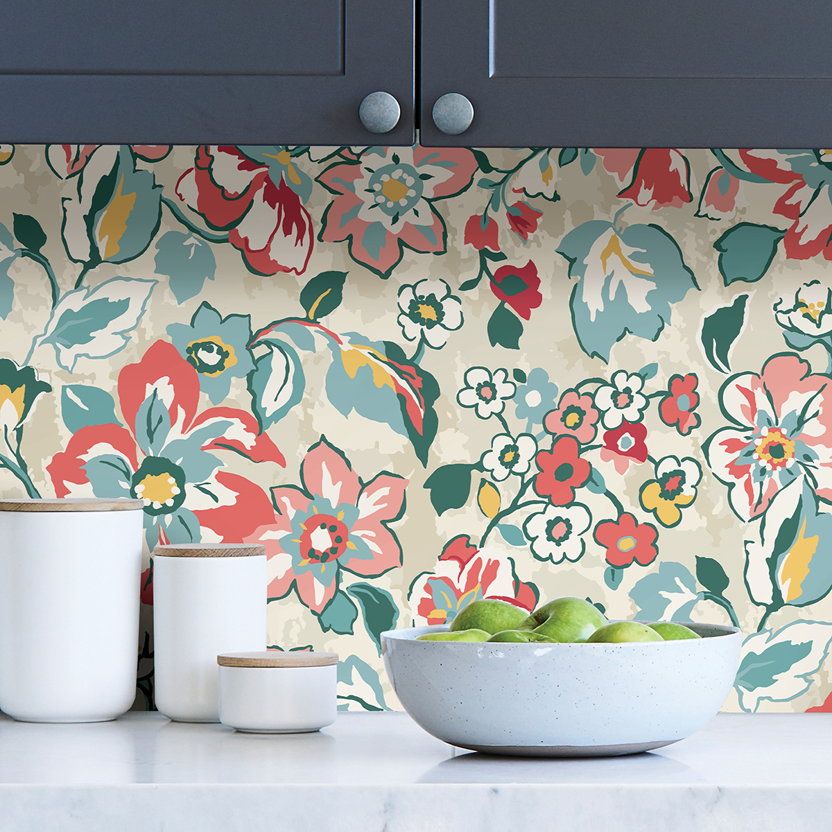 VBS4025 - Tan Sunny Garden Peel and Stick Wallpaper - by Vera Bradley