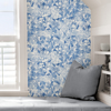Picture of Blue Toile Foliage Peel and Stick Wallpaper