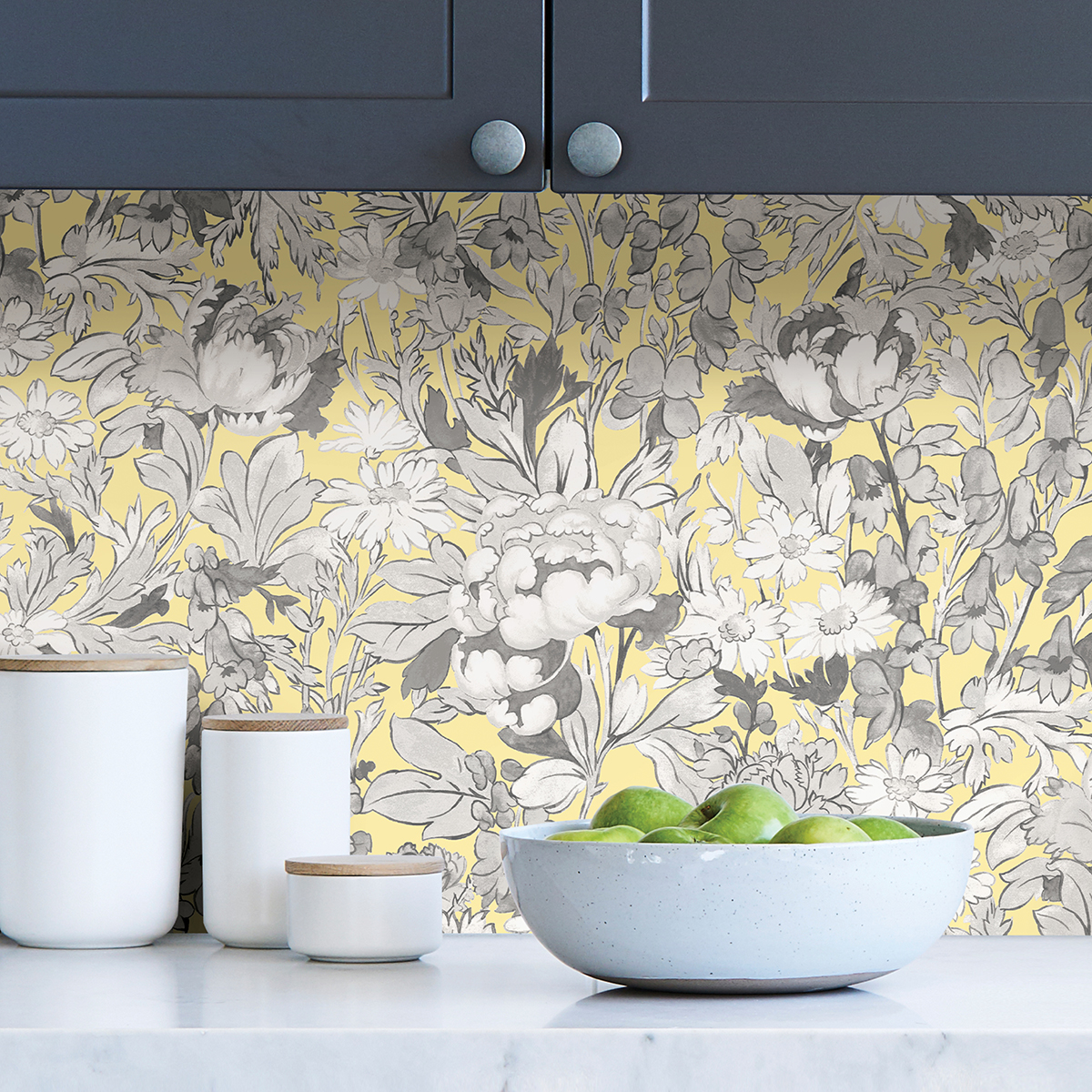 VBS4028 - Yellow Toile Foliage Peel and Stick Wallpaper - by Vera