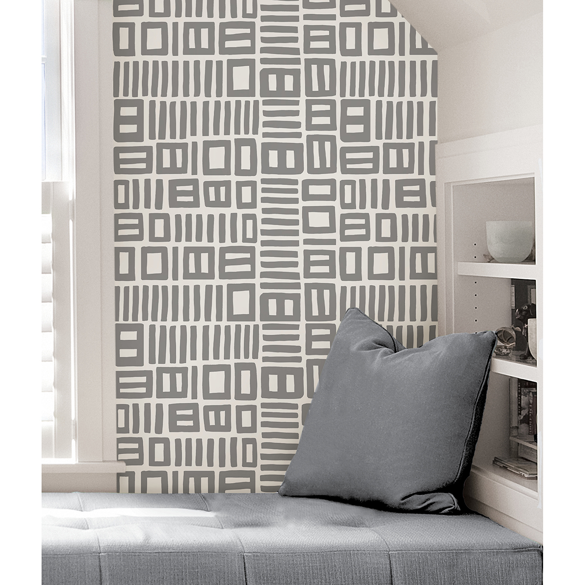 BPS4057 Grey Traverse Peel and Stick Wallpaper by Black Pepper