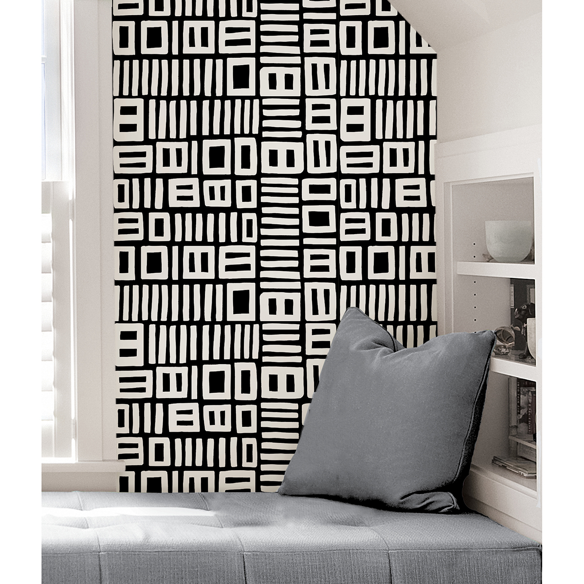BPS4058 Black Traverse Peel and Stick Wallpaper by Black Pepper