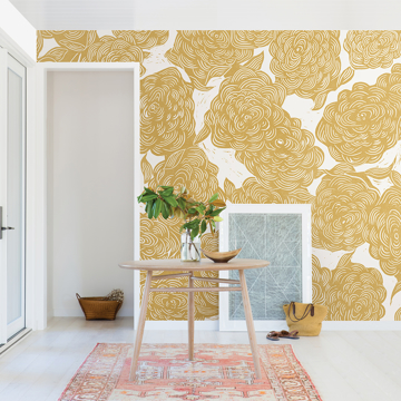 Show details for Roses Ochre Wall Mural by Karen J. Revis