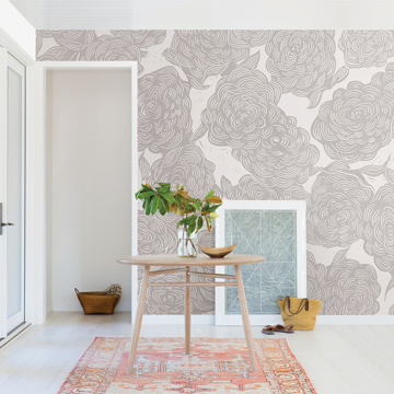 Show details for Roses Grey Wall Mural by Karen J. Revis