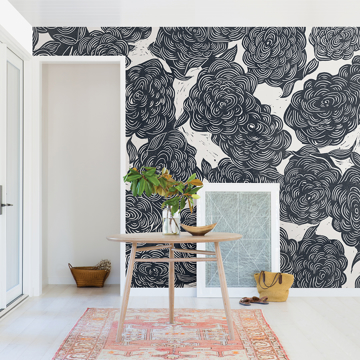 Show details for Roses Black Wall Mural by Karen J. Revis