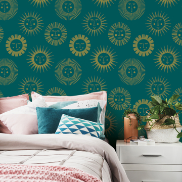 Show details for Teal Konark Peel and Stick Wallpaper