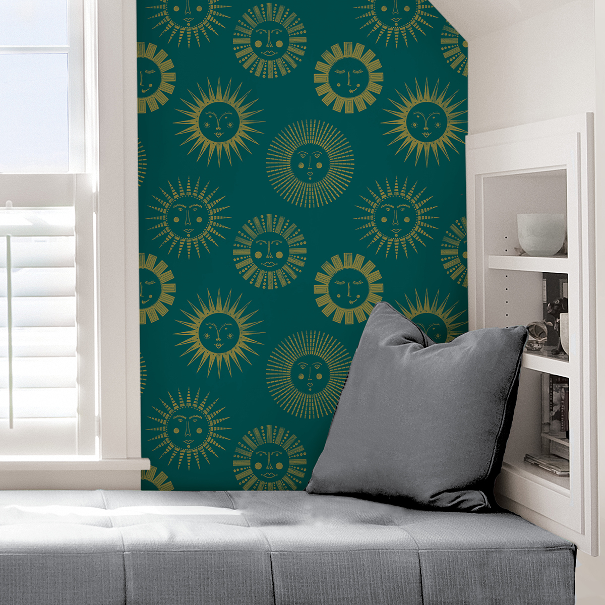 NUS4001 Teal Konark Peel and Stick Wallpaper by NuWallpaper