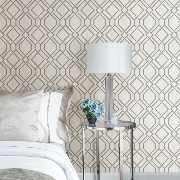 4025-82528 - Frege Grey Trellis Wallpaper - by Advantage