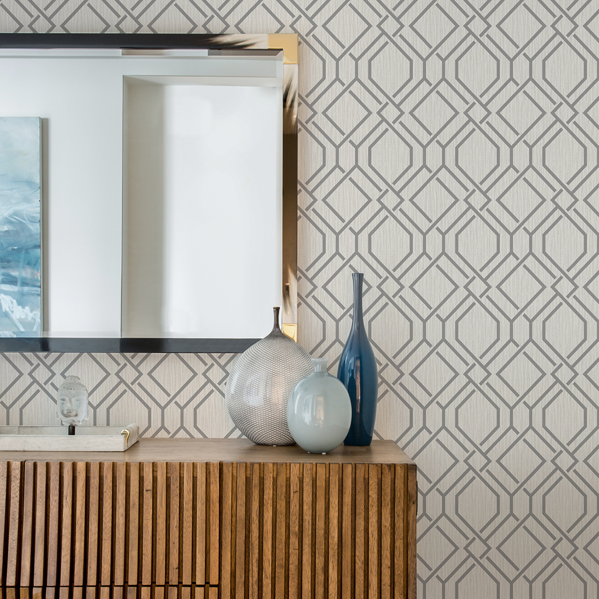 402582528 Frege Grey Trellis Wallpaper by Advantage