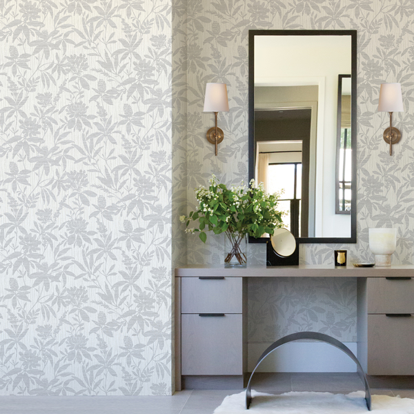Picture of Riemann Silver Floral Wallpaper
