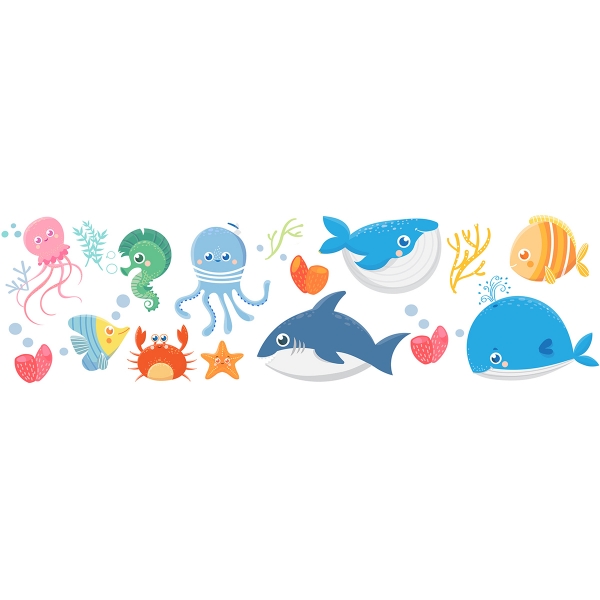CR-11218 - Sea Animals Stickers Wall Art - by Crearreda