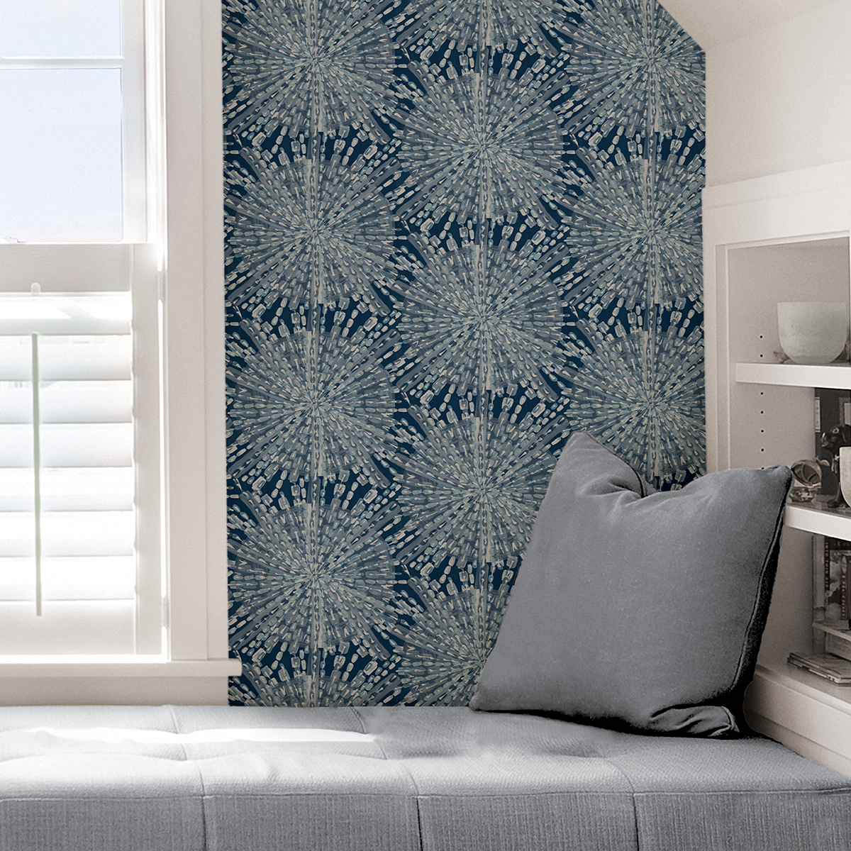 LLS4116 Navy Sunburst Peel and Stick Wallpaper by Lili WhittWhitt x