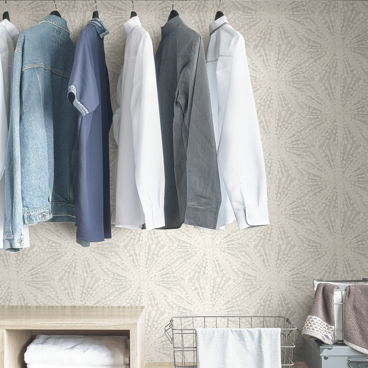 LLS4117 Silver Sunburst Peel and Stick Wallpaper by Lili WhittWhitt