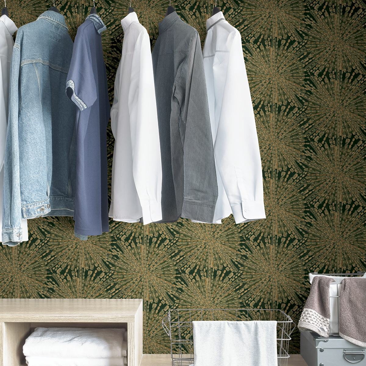 LLS4120 Emerald Green Sunburst Peel and Stick Wallpaper by Lili