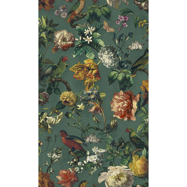 307305 - Claude Teal Floral Wallpaper - by Eijffinger