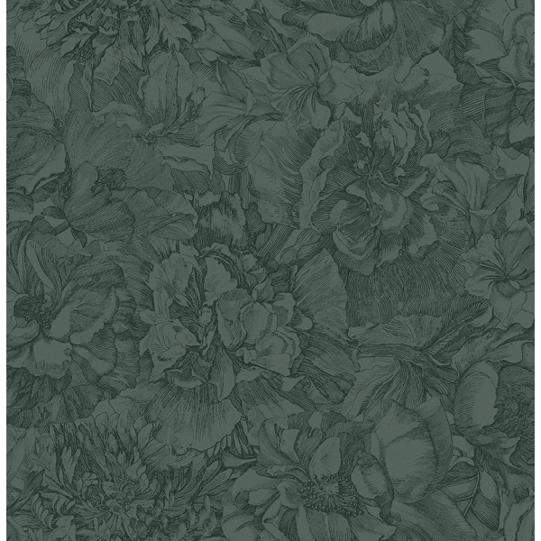 Picture of Auguste Dark Green Floral Wallpaper