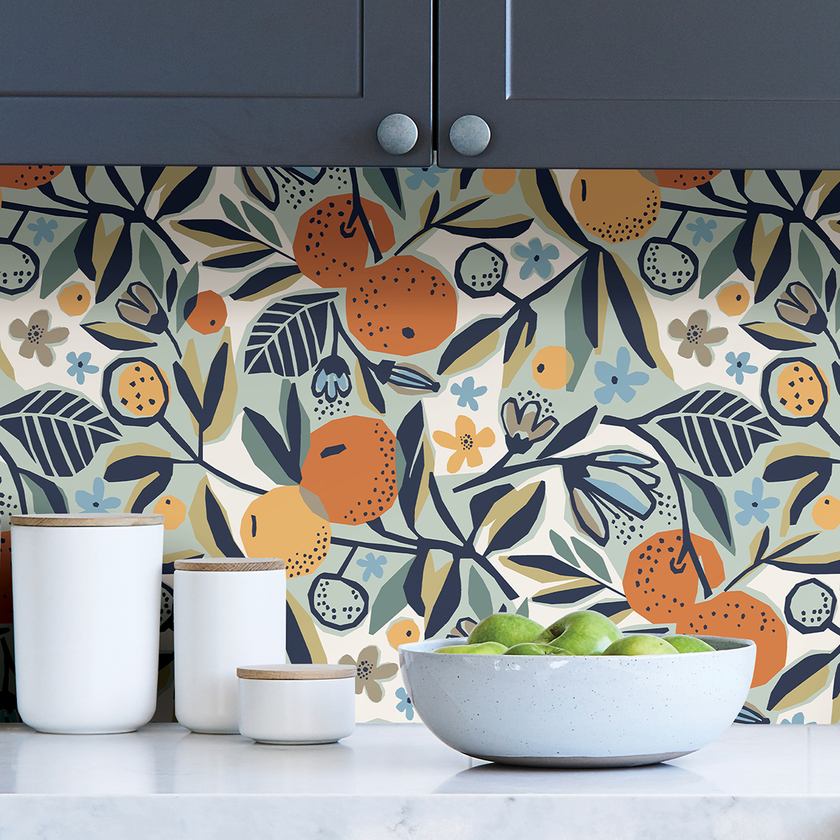 PLS4199 Navy Clementine Garden Peel and Stick Wallpaper by Pip & Lo