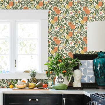 Show details for Ochre Clementine Garden Peel and Stick Wallpaper