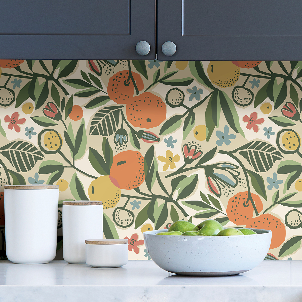 PLS4200 Ochre Clementine Garden Peel and Stick Wallpaper by Pip