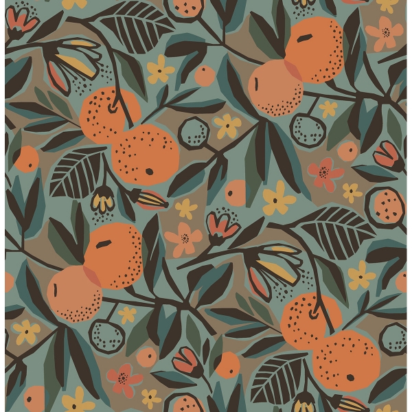 PLS4201 - Teal Clementine Garden Peel and Stick Wallpaper - by Pip & Lo x  WallPops