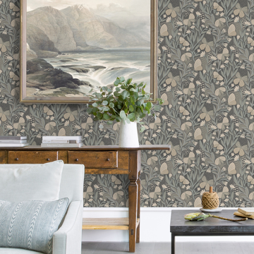 Show details for Blue Grey Papillon Flutter Peel and Stick Wallpaper