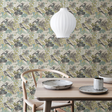 Show details for Grey Aqua Jaybird Peel and Stick Wallpaper