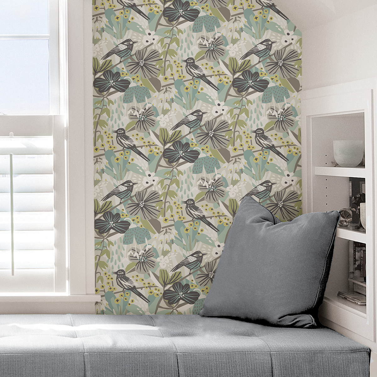 PLS4215 - Grey Aqua Jaybird Peel and Stick Wallpaper - by Pip & Lo x ...