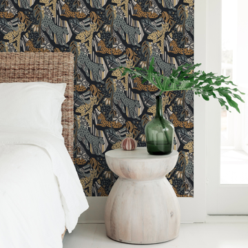 Show details for Navy Gold Cat Nap Peel and Stick Wallpaper