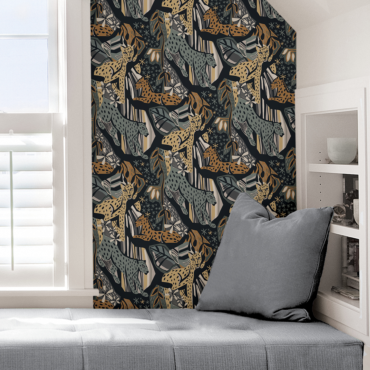 Pls4221 - Navy Gold Cat Nap Peel And Stick Wallpaper - By Pip &Amp; Lo X