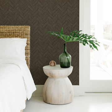 Show details for Kaliko Charcoal Wood Herringbone Wallpaper