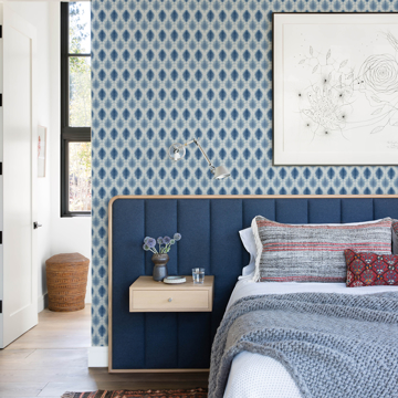 Show details for Mombi Navy Diamond Shibori Wallpaper