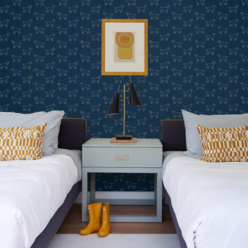 Show details for Yoop Dark Blue Dog Wallpaper