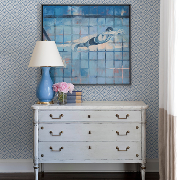 Show details for Hugson Blue Quilted Damask Wallpaper