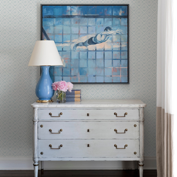 Show details for Hugson Teal Quilted Damask Wallpaper