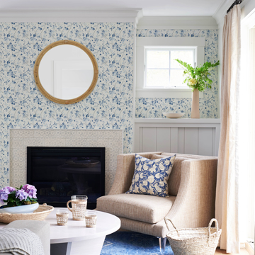 Show details for Glinda Navy Floral Trail Wallpaper