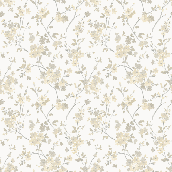 Picture of Glinda Light Yellow Floral Trail Wallpaper