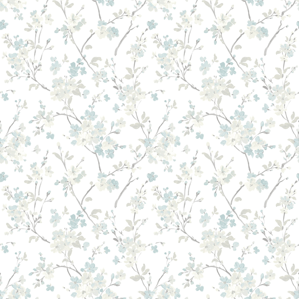 Picture of Glinda Aqua Floral Trail Wallpaper