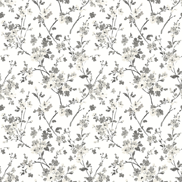 3122-10920 - Glinda Black Floral Trail Wallpaper - by Chesapeake