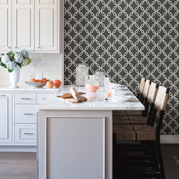 Show details for Quelala Black Ring Ogee Wallpaper