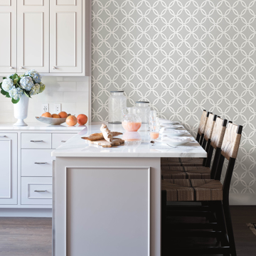 Show details for Quelala Grey Ring Ogee Wallpaper