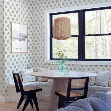 Show details for Ervic Charcoal Leaf Block Print Wallpaper
