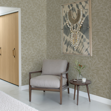 Show details for Lei Neutral Etched Leaves Wallpaper