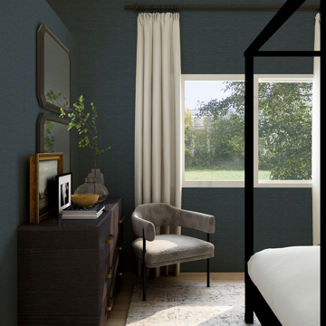 Show details for Lela Navy Faux Linen Wallpaper