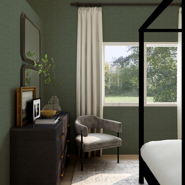 Show details for Lela Green Faux Linen Wallpaper