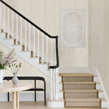 Show details for Justina Cream Faux Grasscloth Wallpaper
