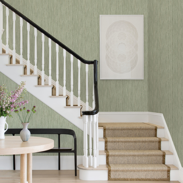 Show details for Justina Green Faux Grasscloth Wallpaper
