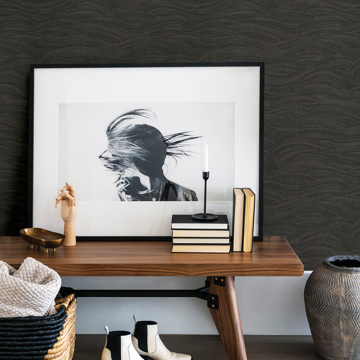 Show details for Leith Black Zen Waves Wallpaper