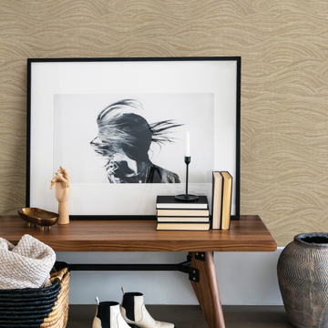 Show details for Leith Gold Zen Waves Wallpaper