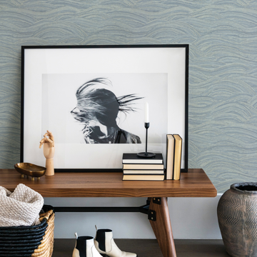 Show details for Leith Blue Zen Waves Wallpaper
